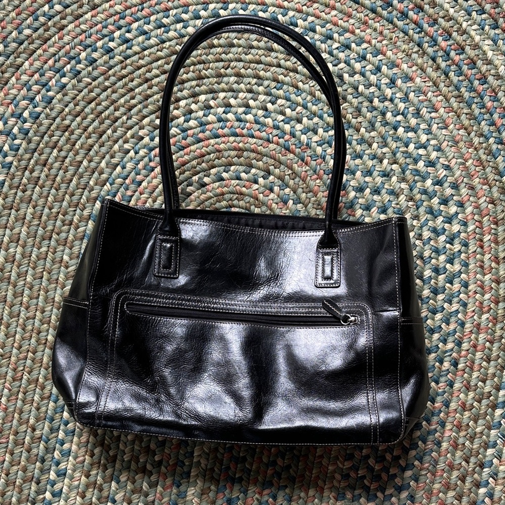 FOSSIL Black Leather Tote